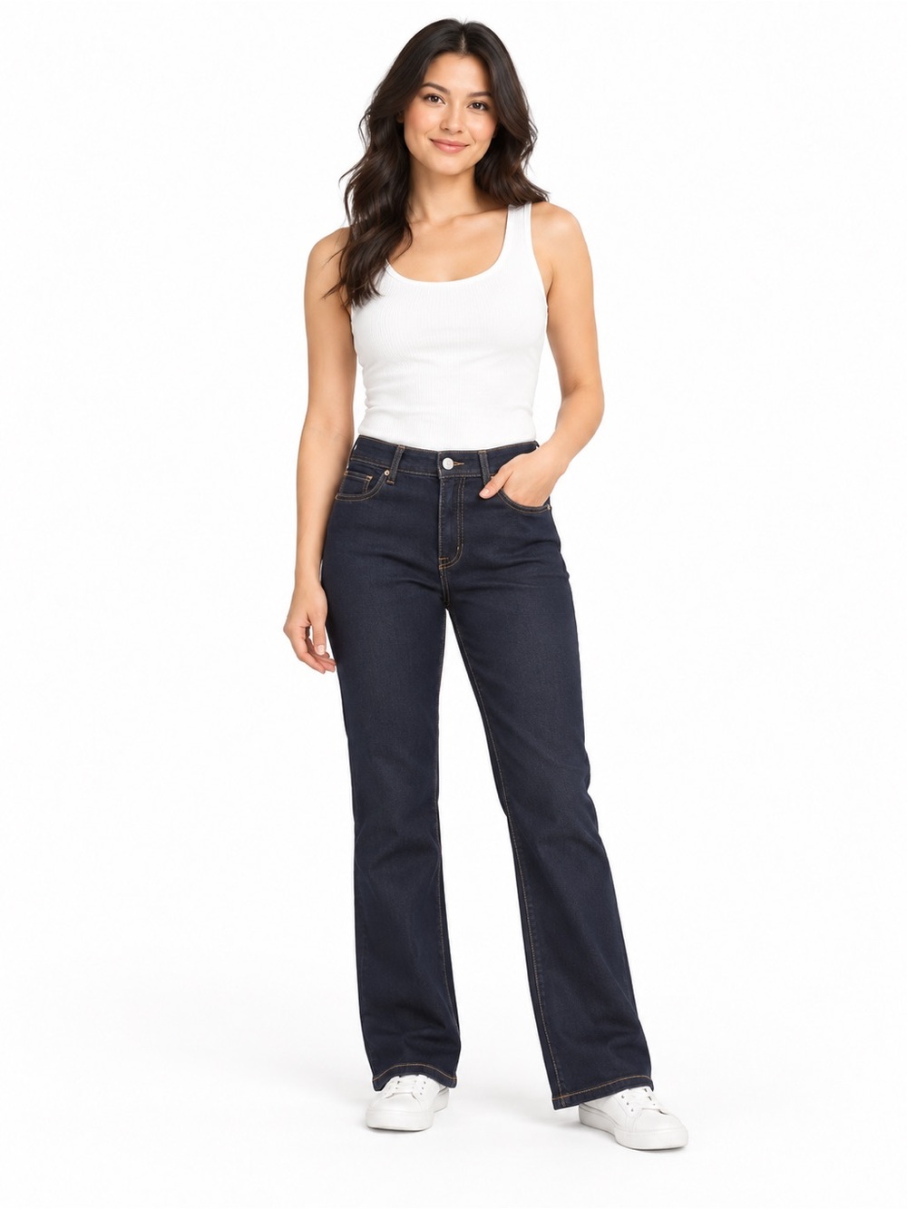 Classic High-Rise Straight Jeans in Dark Indigo 24 Petite